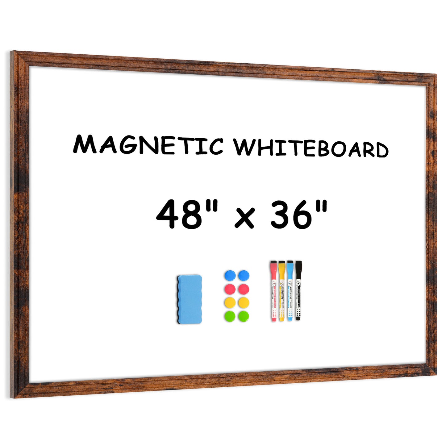 Magnetic Dry Erase Whiteboard Magnetic Whiteboard for Wall Vintage Wooden Framed