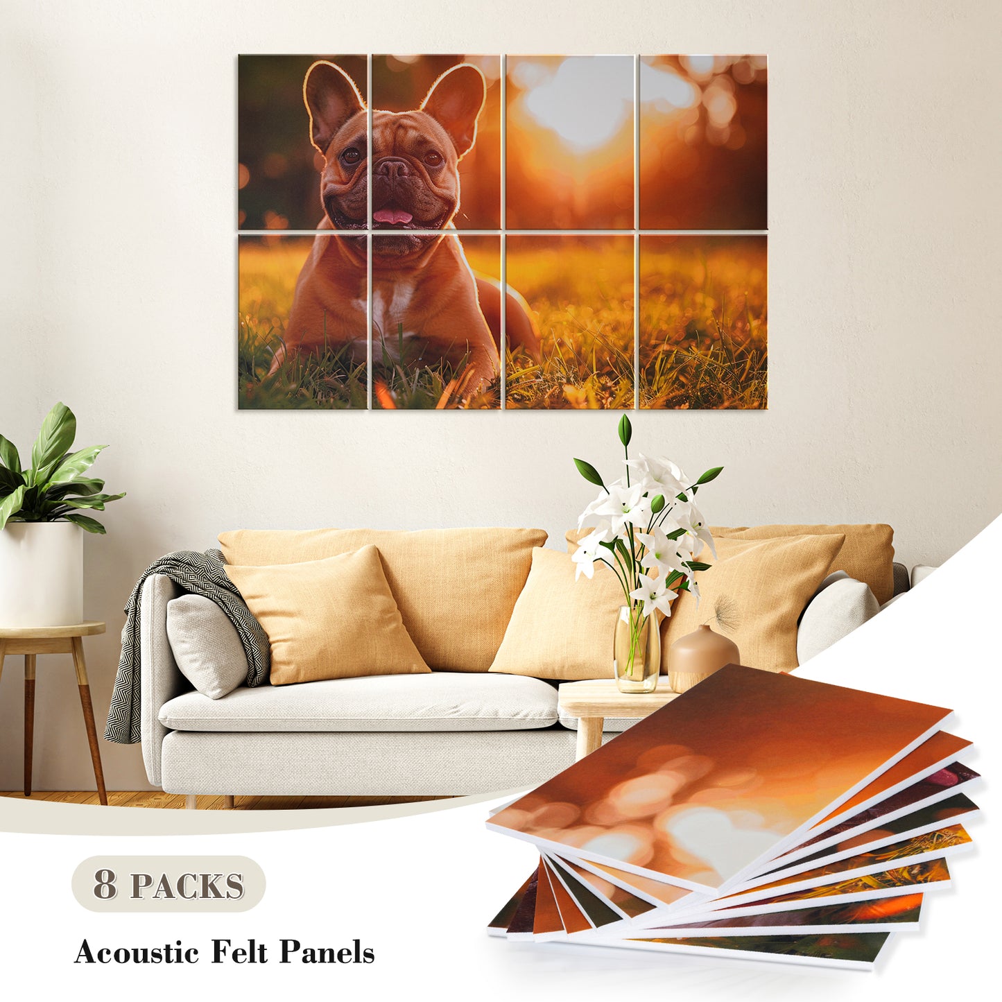 8 Pack Wall Art Acoustic Panels, 48x32 Inches Acoustic Treatment Panels Sound Absorbing Panels