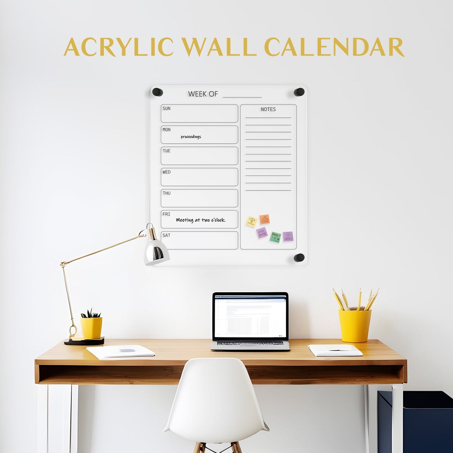 Small Acrylic Calendar for Wall 12x14 in Clear Acrylic Wall Calendar, Clear Wet & Dry Erase Calendar Frameless Weekly Planner