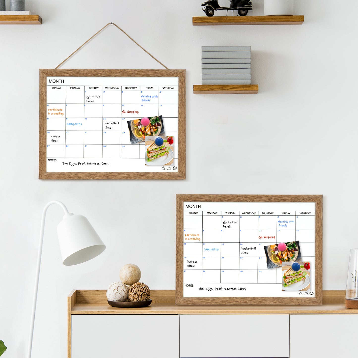 Dry Erase Monthly Calendar Board, 16"x12" Magnetic Surface Whiteboard for Wall