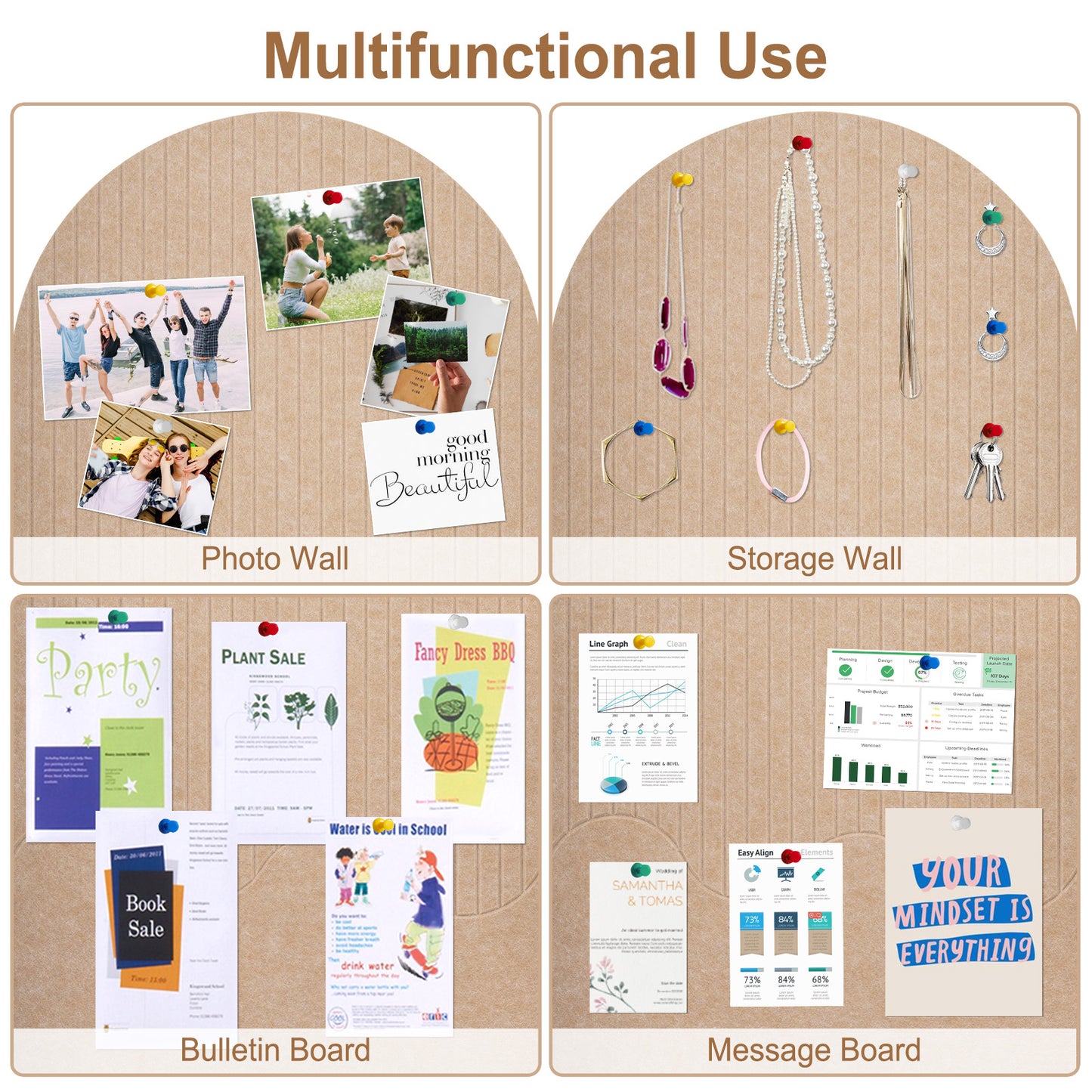 Felt Bulletin Board Push Pin Board Large Decorative Cork Boards for Walls Arch Decor Poster Boards for Wall