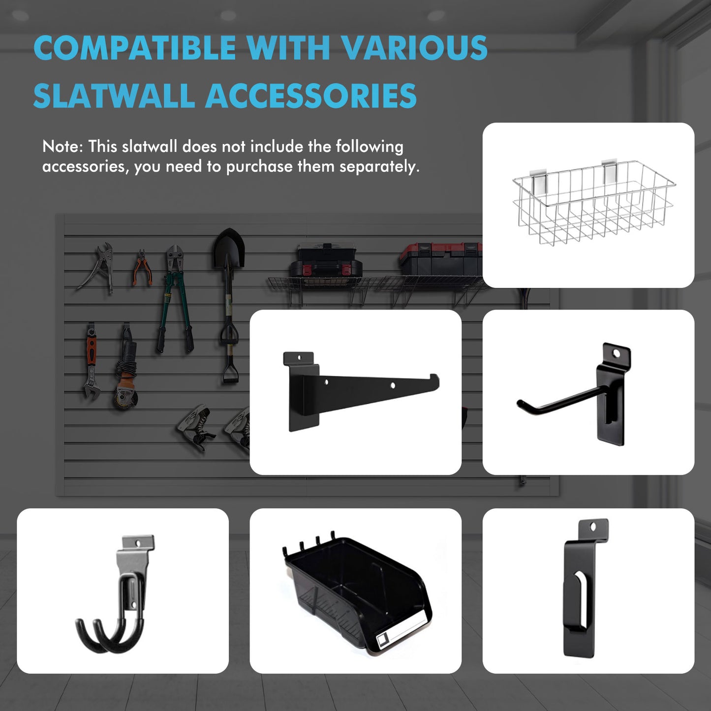 Slatwall Panels 8 ft x 4 ft Horizontal PVC Slatwall Easy Organizer Panels