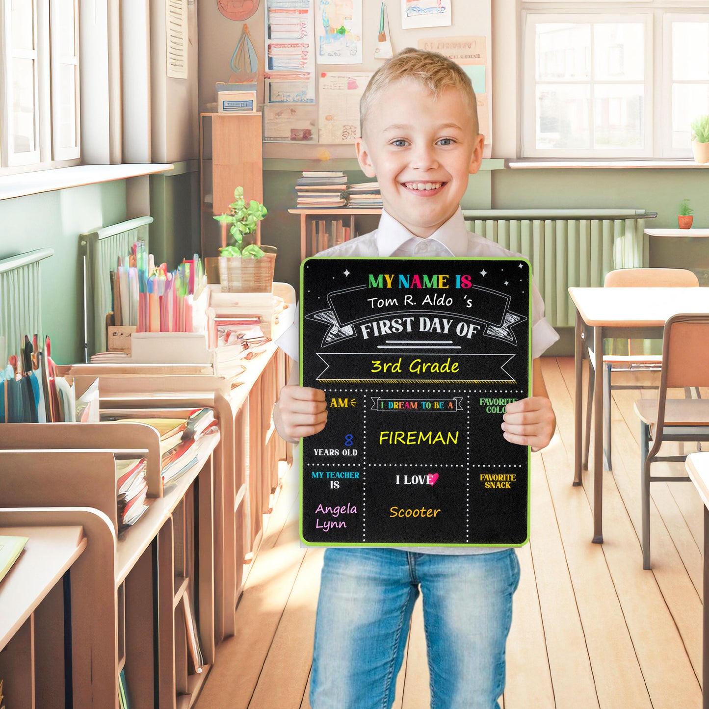 First and Last Day Chalkboard Signs, 14”x11” Double-Sided Reusable And Erasable Chalkboard