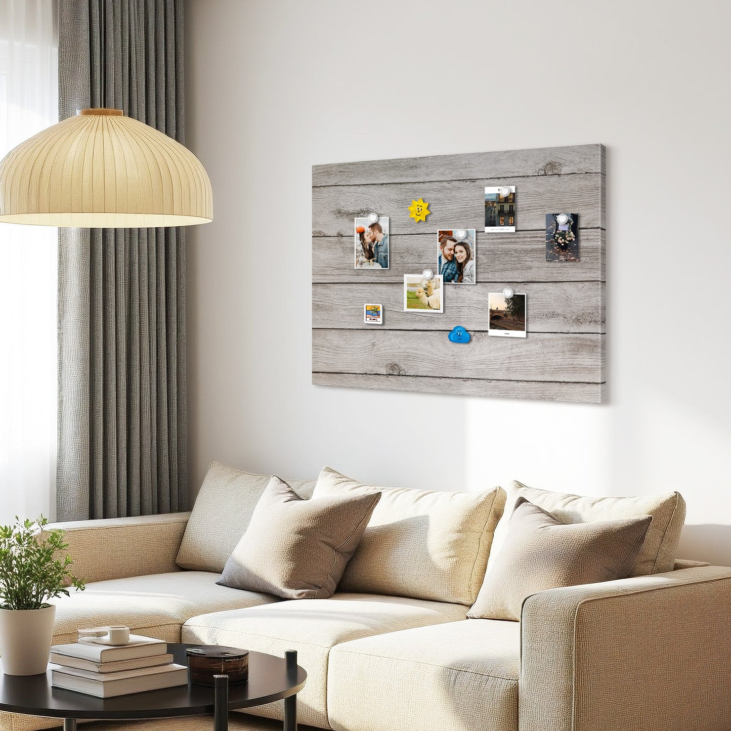 Magnetic Boards for Wall 18"x24" Wooden Planks Print Decorative White Board Magnetic Dry Erase Board, Grey Wooden Planks