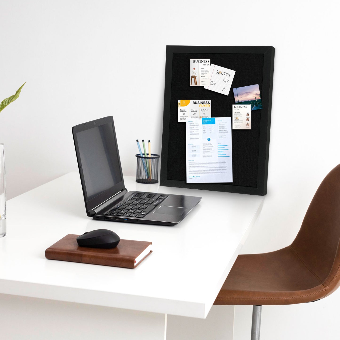 Black Linen Board 1-Pack 16‘’x 12'' for Office