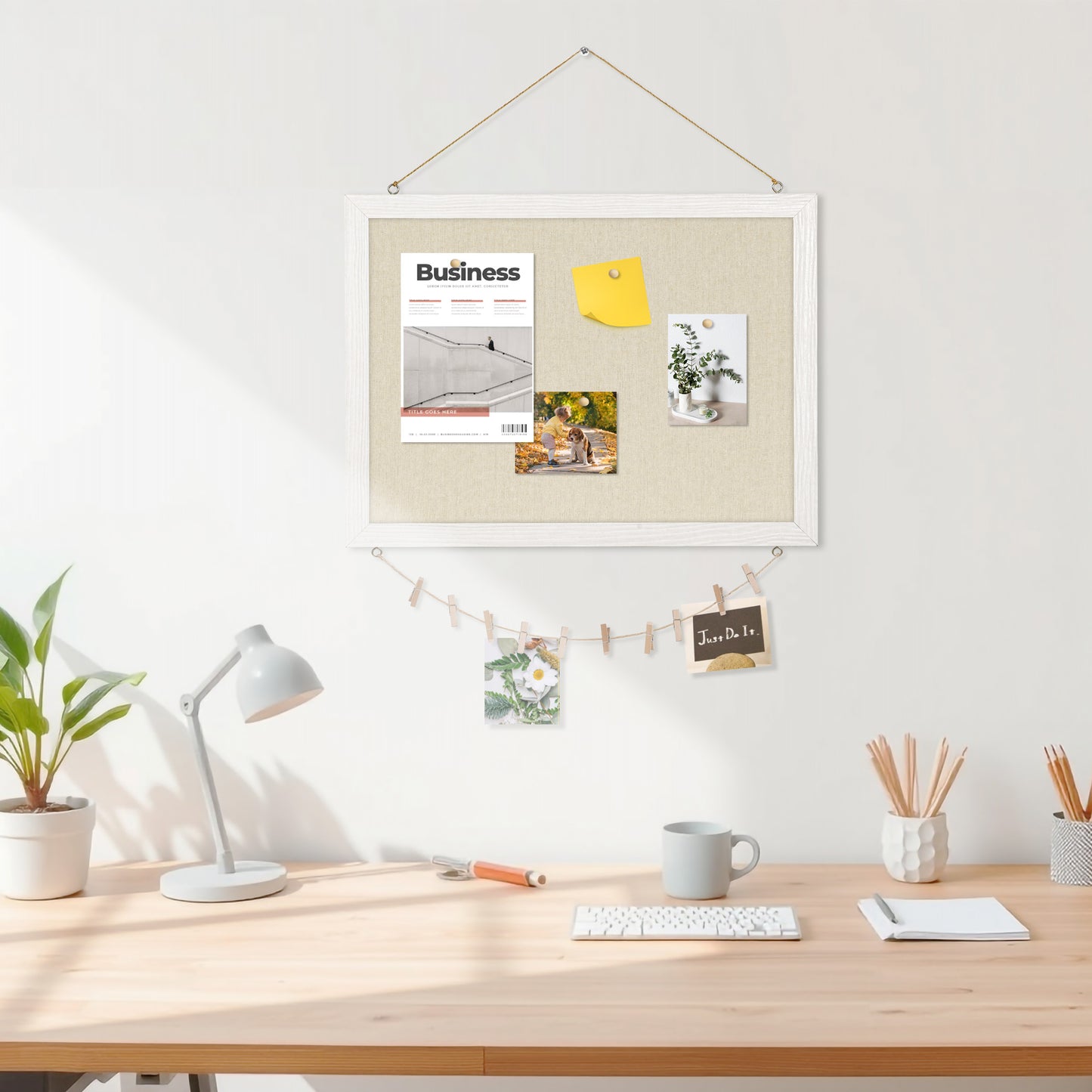 White Linen Board 1-Pack 16''X 12'' for Home Office