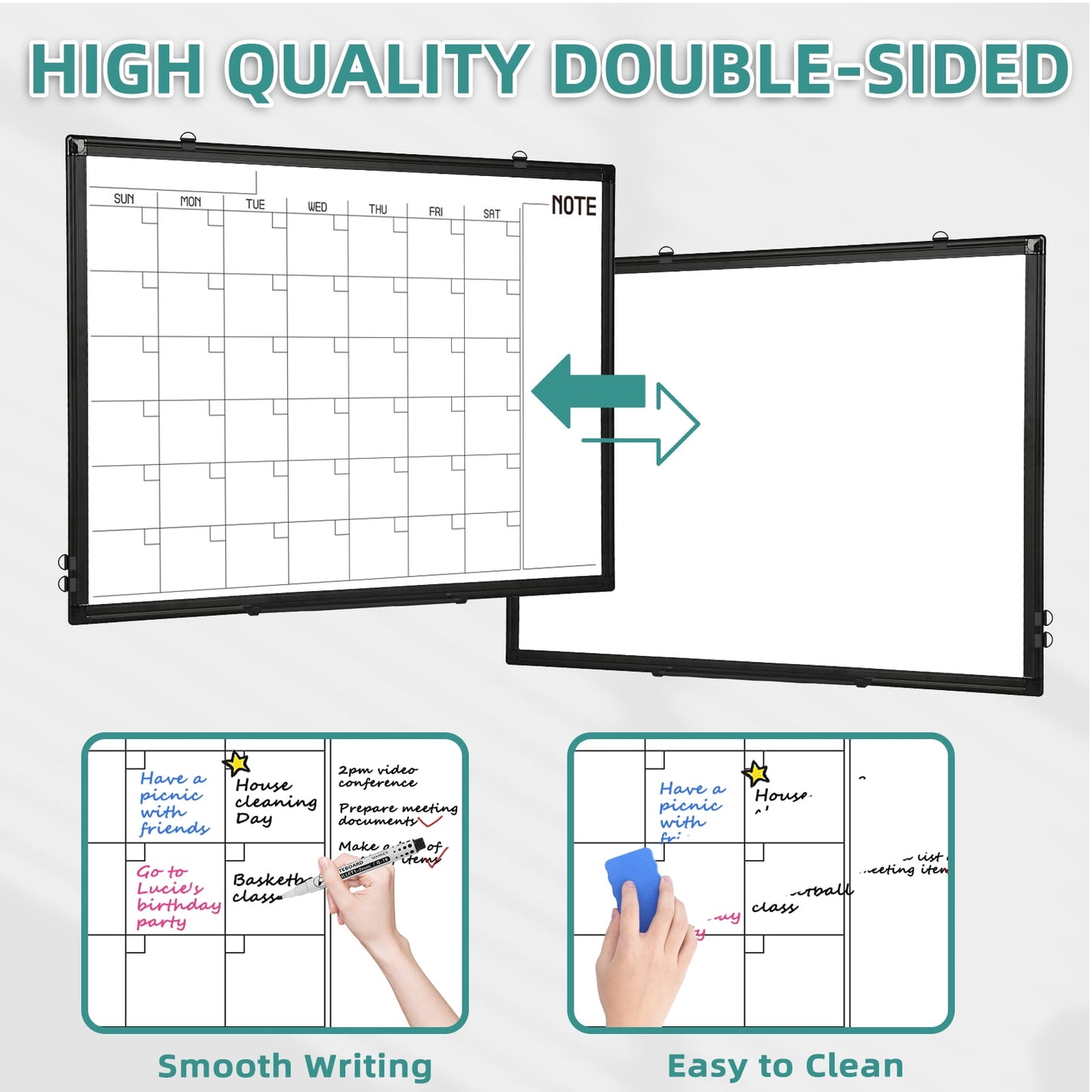 Magnetic Whiteboard Calendar Whiteboard Wall Dry Erase Calendar Board Large Planner Double Sided White Board