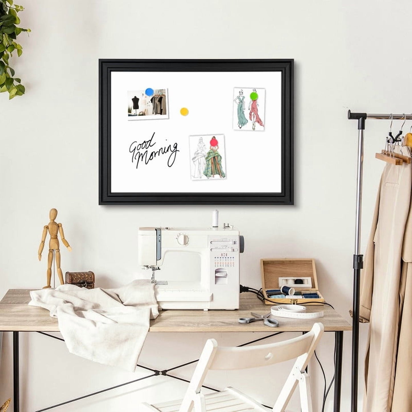 Magnetic Dry Erase Whiteboard for Wall Magnetic White Board with Real Black Wooden Frame