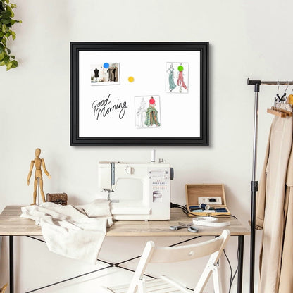 Magnetic Dry Erase Whiteboard for Wall Magnetic White Board with Real Black Wooden Frame