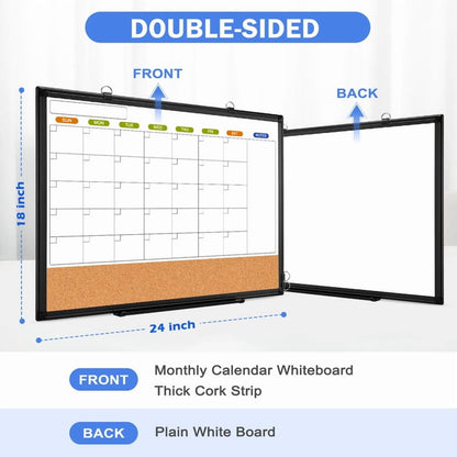 Monthly Dry Erase Calendar Whiteboard Calendar Cork Board Combo Calendar Bulletin Board