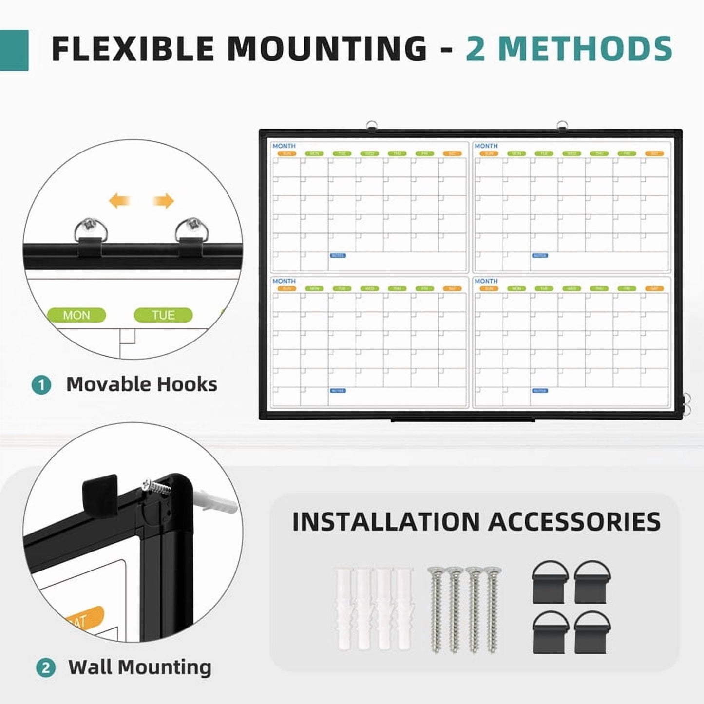 4 Monthly Calendar Whiteboard Magnetic Dry Erase Calendar Whiteboard 4 Month White Board Calendar