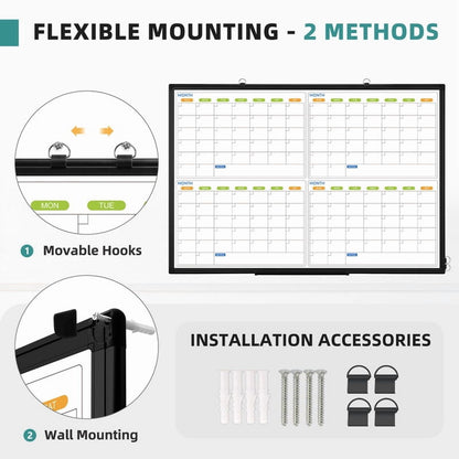 4 Monthly Calendar Whiteboard Magnetic Dry Erase Calendar Whiteboard 4 Month White Board Calendar