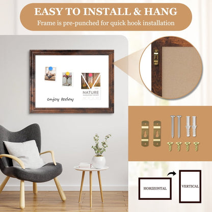 Magnetic Dry Erase Whiteboard Magnetic Whiteboard for Wall Vintage Wooden Framed