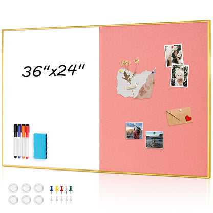 Linen Bulletin Board Whiteboard Combo 24"X18" Dry Erase Cork Board Combo Whiteboard