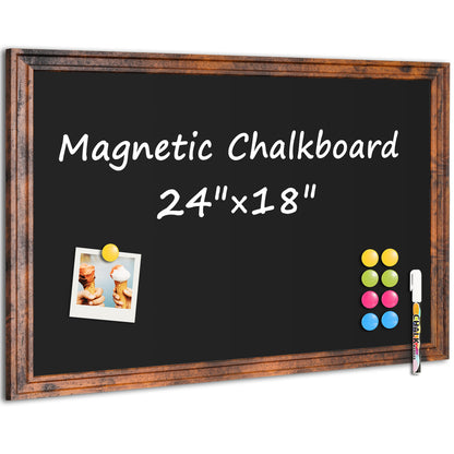 Magnetic Chalkboard 24"x18", 36"x24" Large Blackboard, Hanging Chalk Board for Wall Rustic Blackboard Hanging Chalkboards