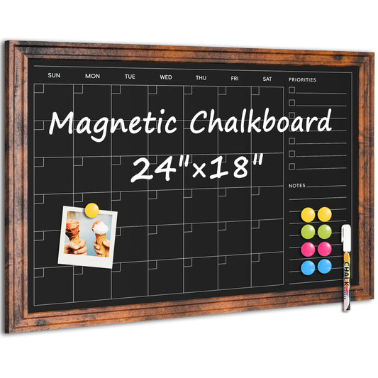Chalk Board 24" x 18", 36" x 24"Magnetic Calendar Chalkboard for Wall Hanging Chalkboards Sign Monthly Planner