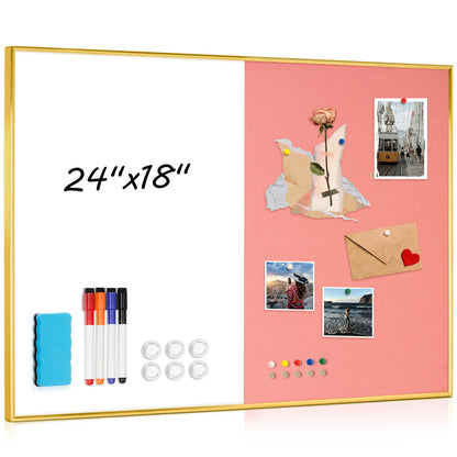 Linen Bulletin Board Whiteboard Combo 24"X18" Dry Erase Cork Board Combo Whiteboard
