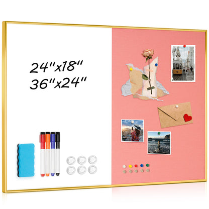 Linen Bulletin Board Whiteboard Combo 24"X18" Dry Erase Cork Board Combo Whiteboard