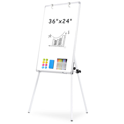 Whiteboard Easel with Stand 36" x 24" Height Adjustable Tripod Stand Portable Magnetic Dry Erase White Board, Sliver