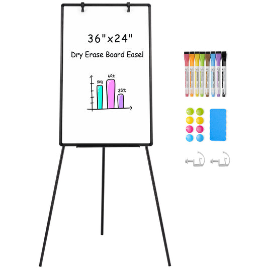 Whiteboard Easel with Stand 36" x 24" Height Adjustable Tripod Stand Portable Magnetic Dry Erase White Board
