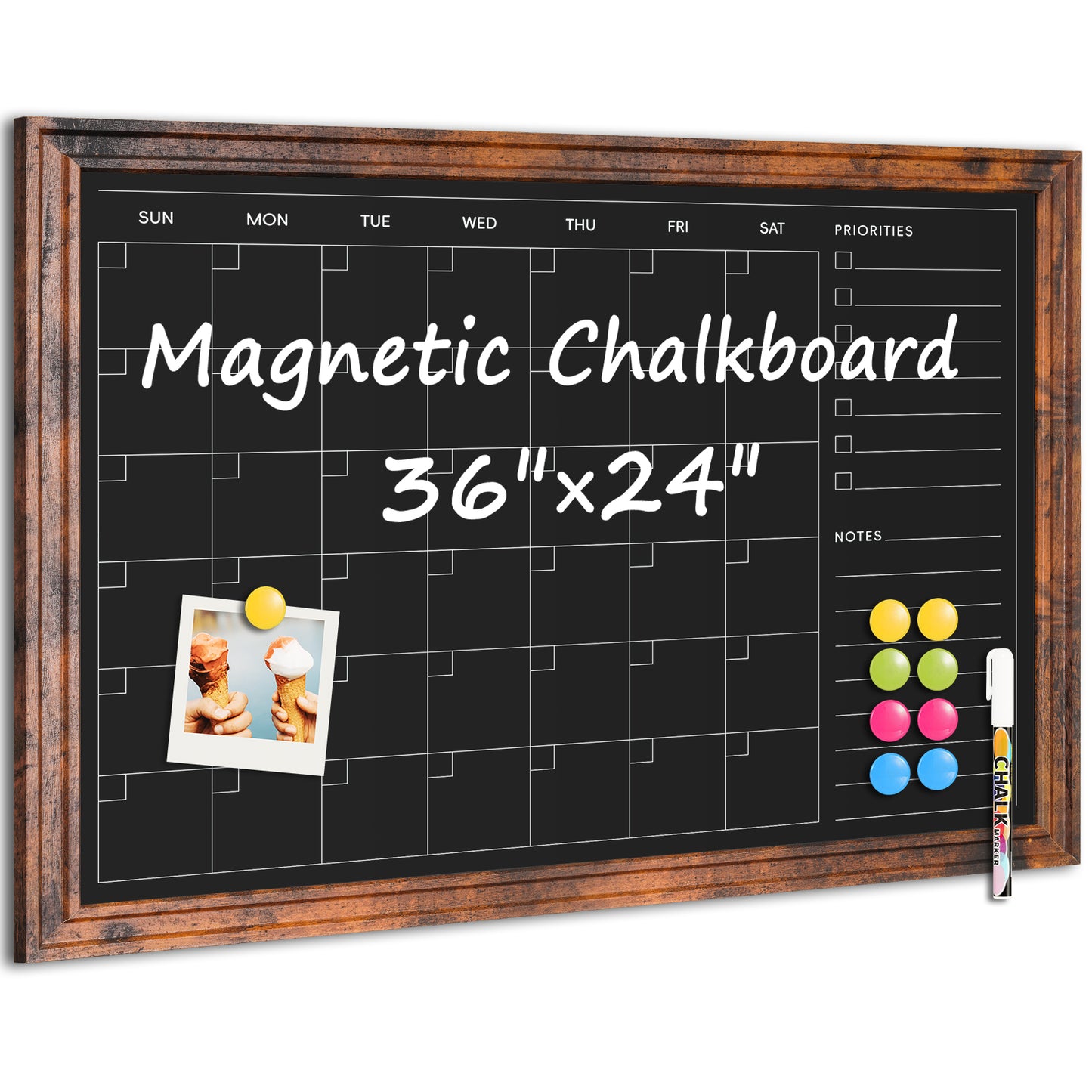 Chalk Board 24" x 18", 36" x 24"Magnetic Calendar Chalkboard for Wall Hanging Chalkboards Sign Monthly Planner