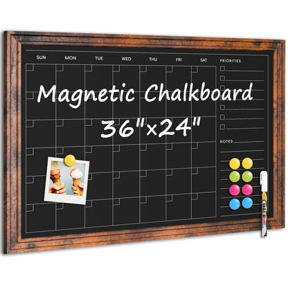 Chalk Board 24" x 18", 36" x 24"Magnetic Calendar Chalkboard for Wall Hanging Chalkboards Sign Monthly Planner