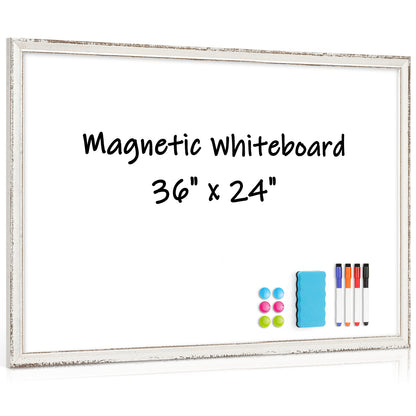Dry Erase Board 18"x12", 24"x18", 36"x24" Magnetic Whiteboard for Wall White Board with Retro Design White Wooden Frame Wall Mounted Whiteboard