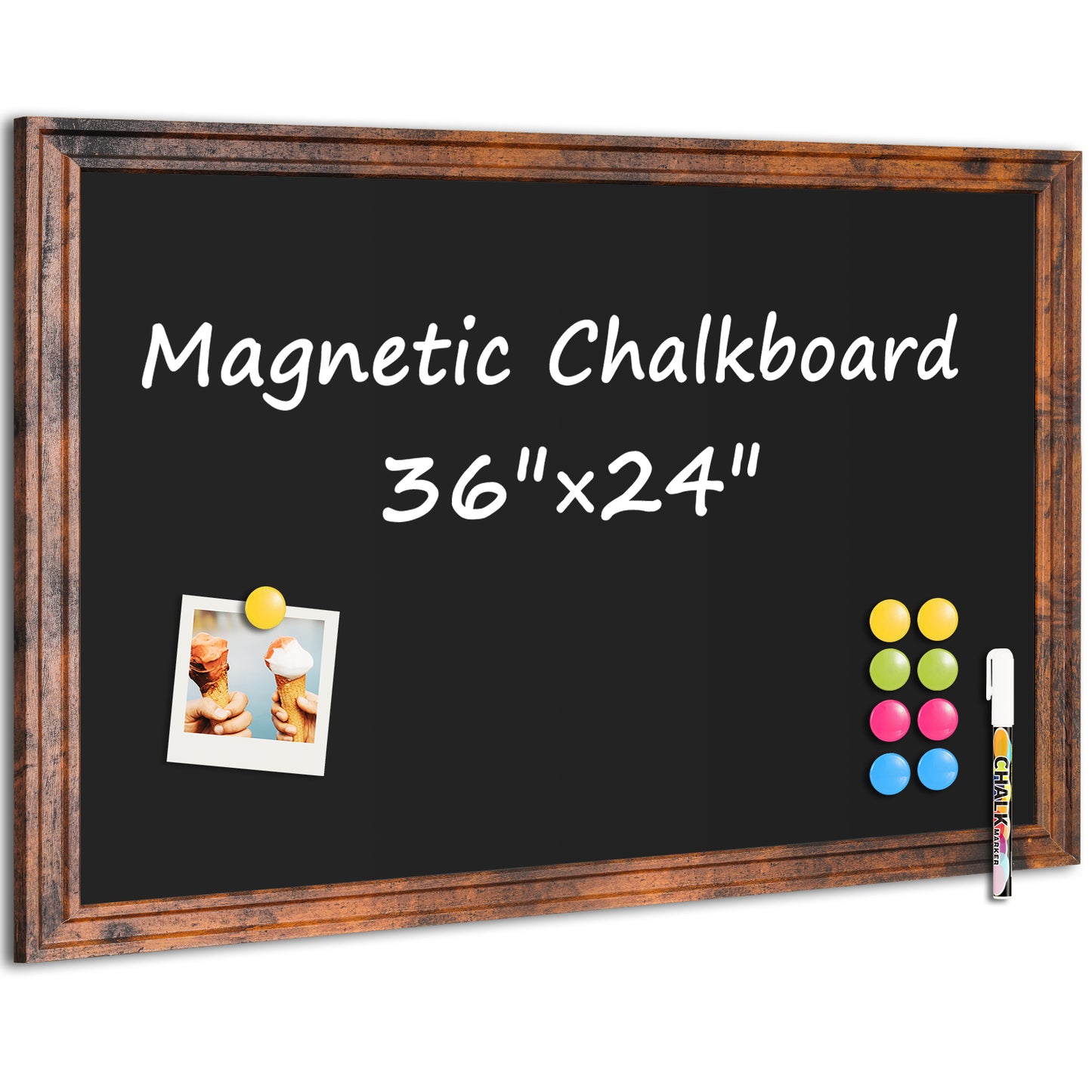 Magnetic Chalkboard 24"x18", 36"x24" Large Blackboard, Hanging Chalk Board for Wall Rustic Blackboard Hanging Chalkboards