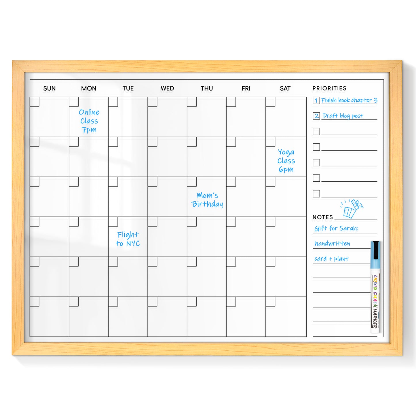 Acrylic Calendar for Wall Whiteboard, 24''x18'' Monthly Calendar Clear Dry Erase Board