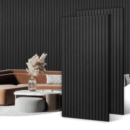 Slat Acoustic Panels Acoustic Panels, Decorative Sound Proof Felt Panels, Slat Wall Panels for Wall Decor Sound Absorbing Panel, Black