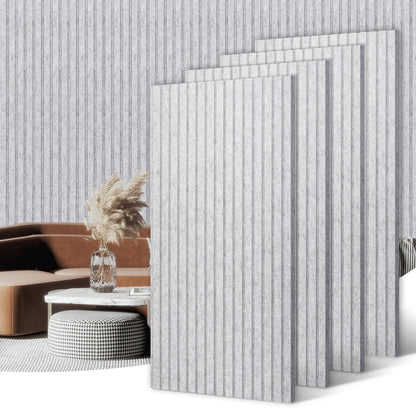 Slat Acoustic Panels Acoustic Panels, Decorative Sound Proof Felt Panels, Slat Wall Panels for Wall Decor Sound Absorbing Panel, Grey