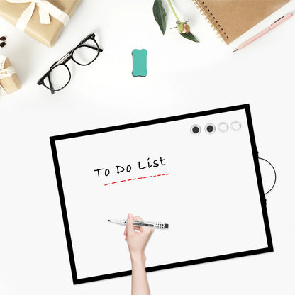 Dry Erase White Board for Wall, 12" x 16" Small Magnetic Portable Double-Sided Whiteboard