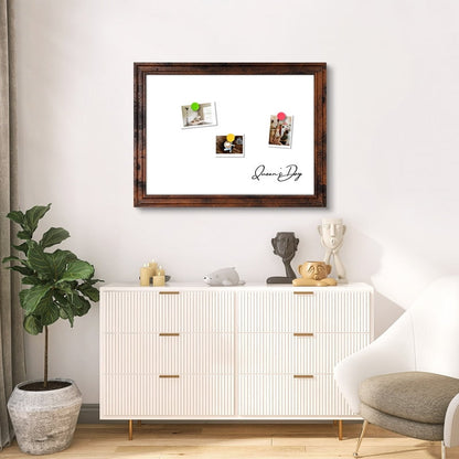 Magnetic Dry Erase Whiteboard Magnetic Whiteboard for Wall Vintage Wooden Framed