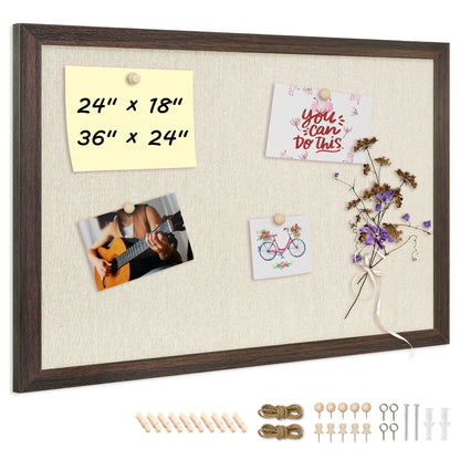 Bulletin Board Beige Cork Board with Linen, 18"x 24" Double Sided Corkboard Bulletin Board