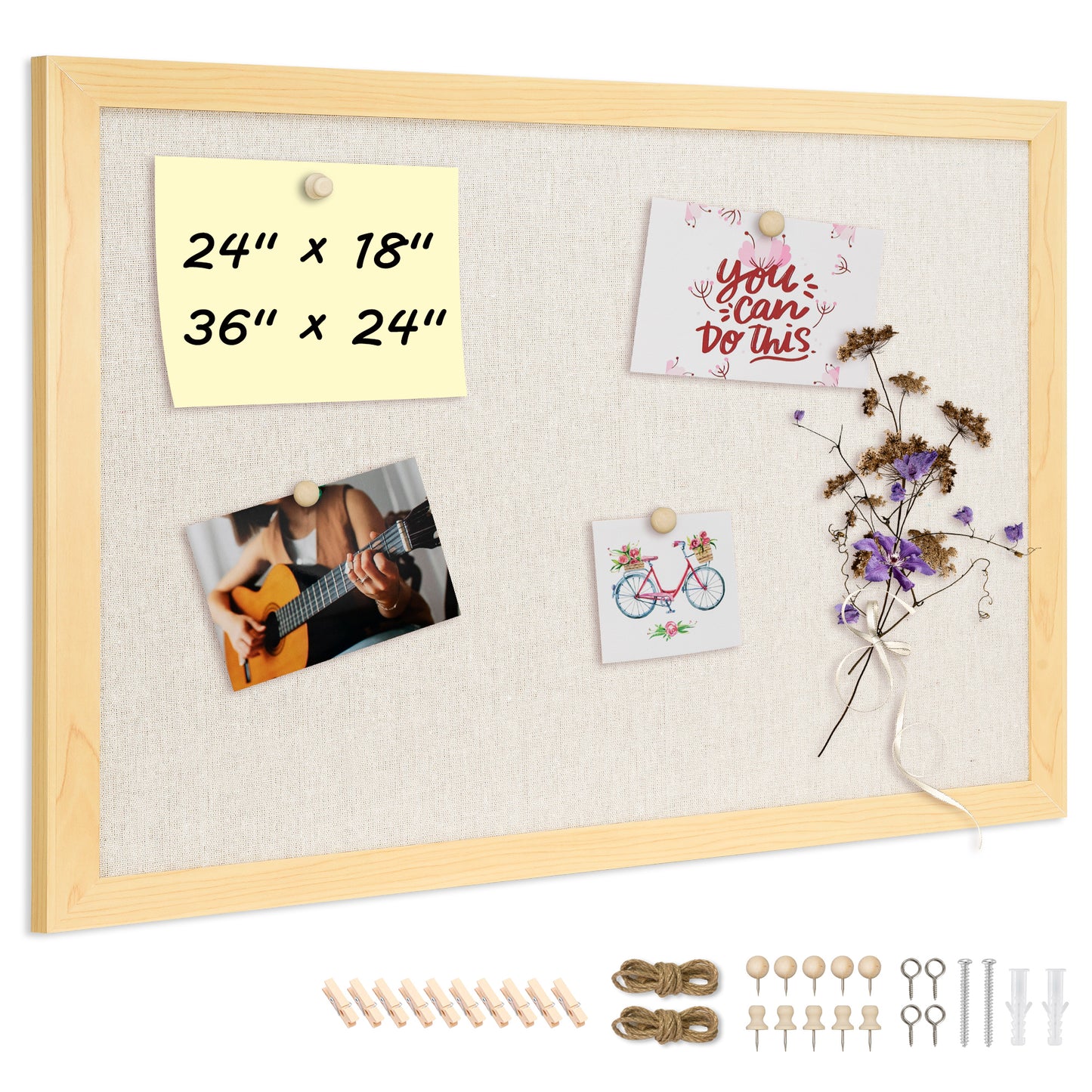 Large Bulletin Cork Board Linen-Covered, 24 "x 36" Poster Board Message Board