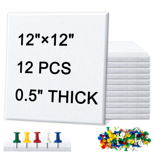 12 Packs White Felt Board Large Cork Bulletin Board Cork Board Wall Tiles