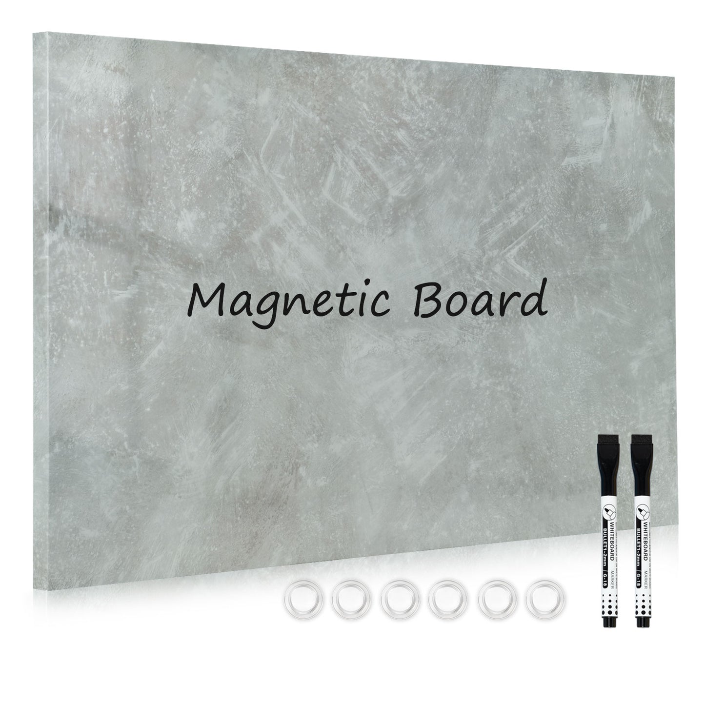 Frameless Magnetic Whiteboard Dry Erase White Board Decorative White Board for Wall with Concrete Pattern