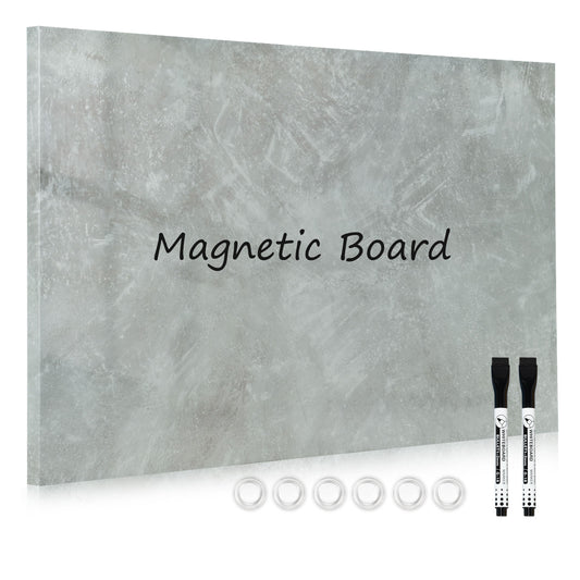 Frameless Magnetic Whiteboard Dry Erase White Board Decorative White Board for Wall with Concrete Pattern