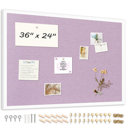 Linen Bulletin Board Poster Board 24x18 Inches Purple Linen Cork Board for Wall