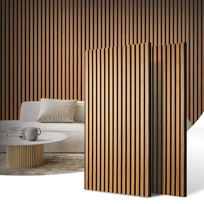 Wood Slat Acoustic Panels for Wall, 46.5" x 23.8" 2Pcs, Oak