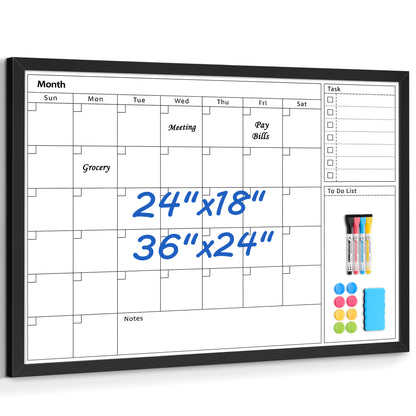 Calendar White Board Dry Erase Calendar Whiteboard 24" x 18" Wall Mount Magnetic Whiteboard Monthly Whiteboard