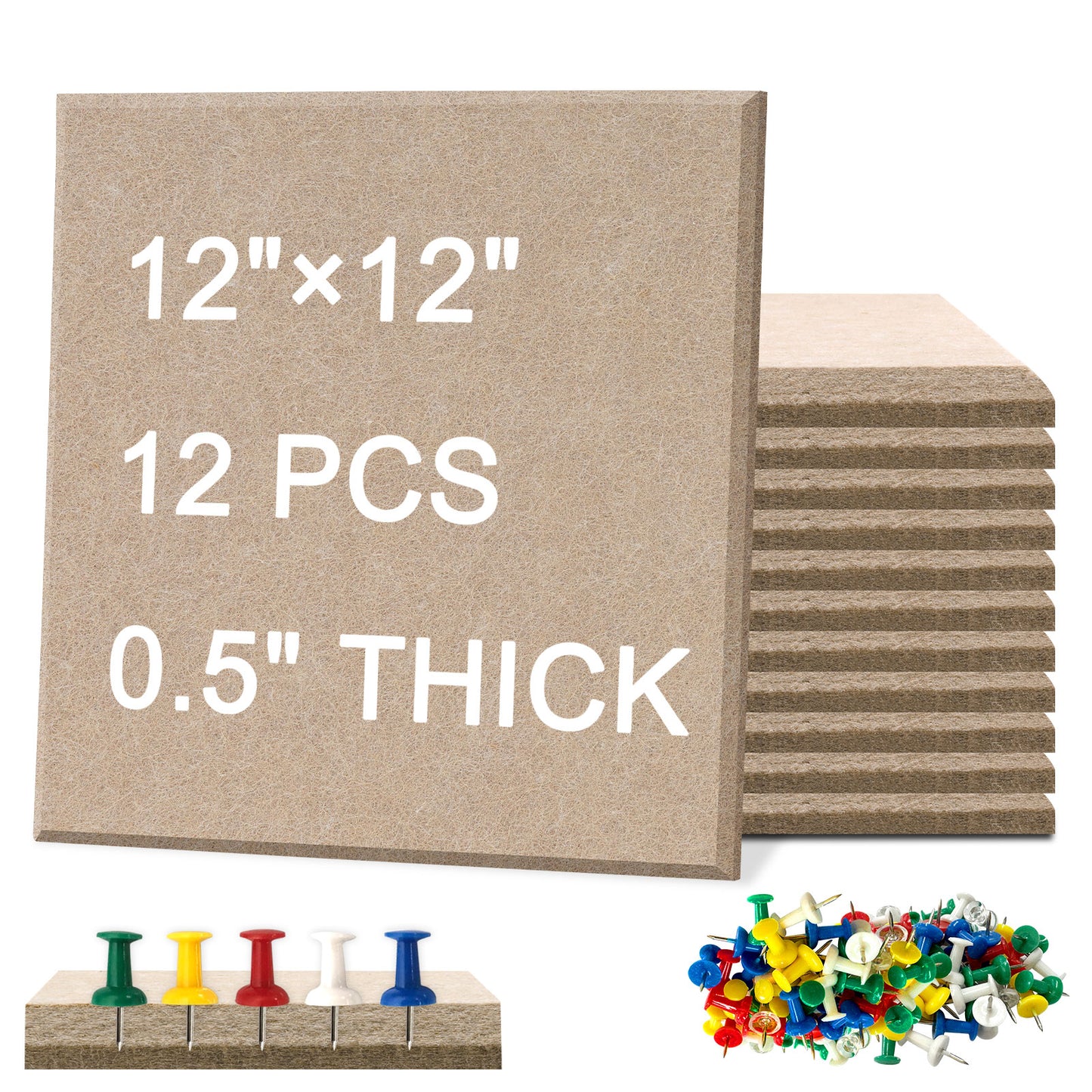 Bulletin Felt Board Pin Board 12 Pack Large Cork Board for Wall Felt Wall Tiles