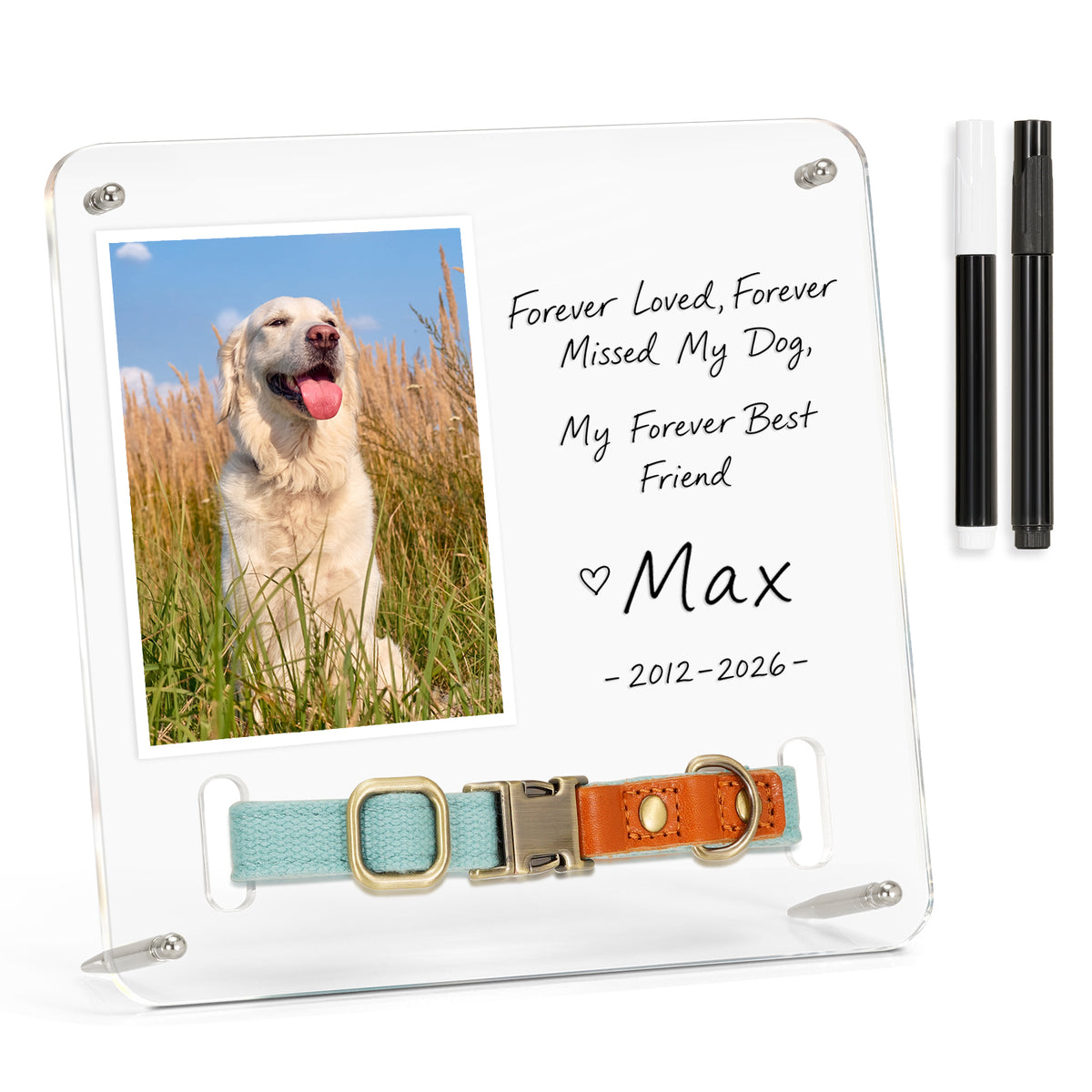 Pet Memorial Gift Tabletop Acrylic Photo Frame 9"x9" Lost Pet Sympathy Gifts Personalized Dog Cat Plaque Photo Frame