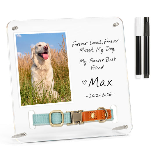 Pet Memorial Gift Tabletop Acrylic Photo Frame 9"x9" Lost Pet Sympathy Gifts Personalized Dog Cat Plaque Photo Frame