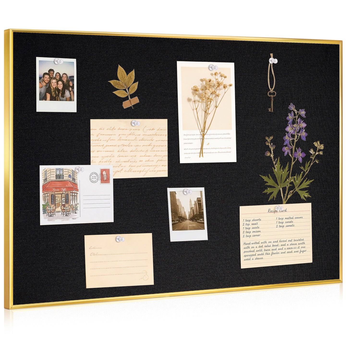 Bulletin Board with Linen Cork Board for Wall Poster Board, Black