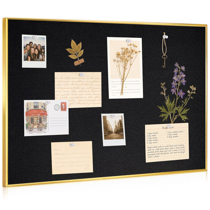 Bulletin Board with Linen Cork Board for Wall Poster Board, Black