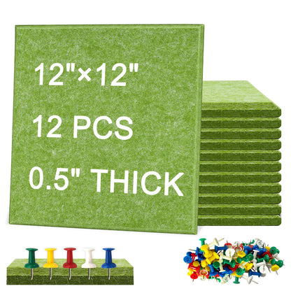 Pack of 12 Green Felt Large Pin Board with 120 Push Pins Cork Board for Wall 48 x 36 inch
