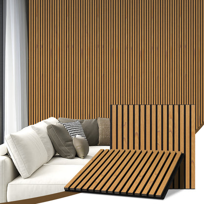 Wood Slat Acoustic Panels for Wall, 23.6" x 23.6" 2Pcs, Oak