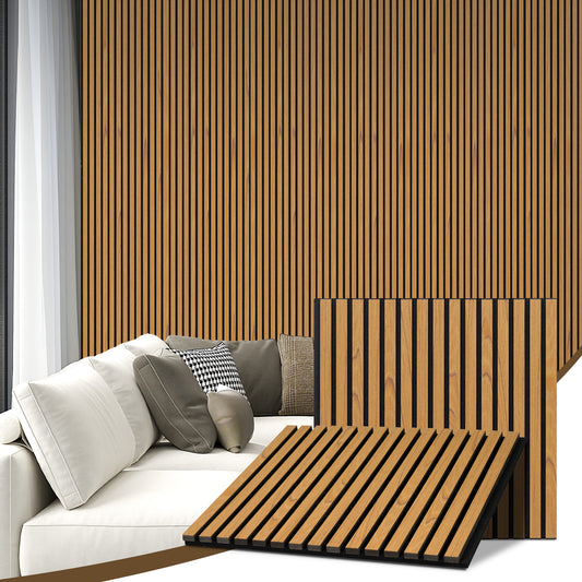Wood Slat Acoustic Panels for Wall, 23.6" x 23.6" 2Pcs, Oak