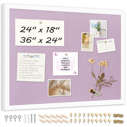 Linen Bulletin Board Poster Board 24x18 Inches Purple Linen Cork Board for Wall